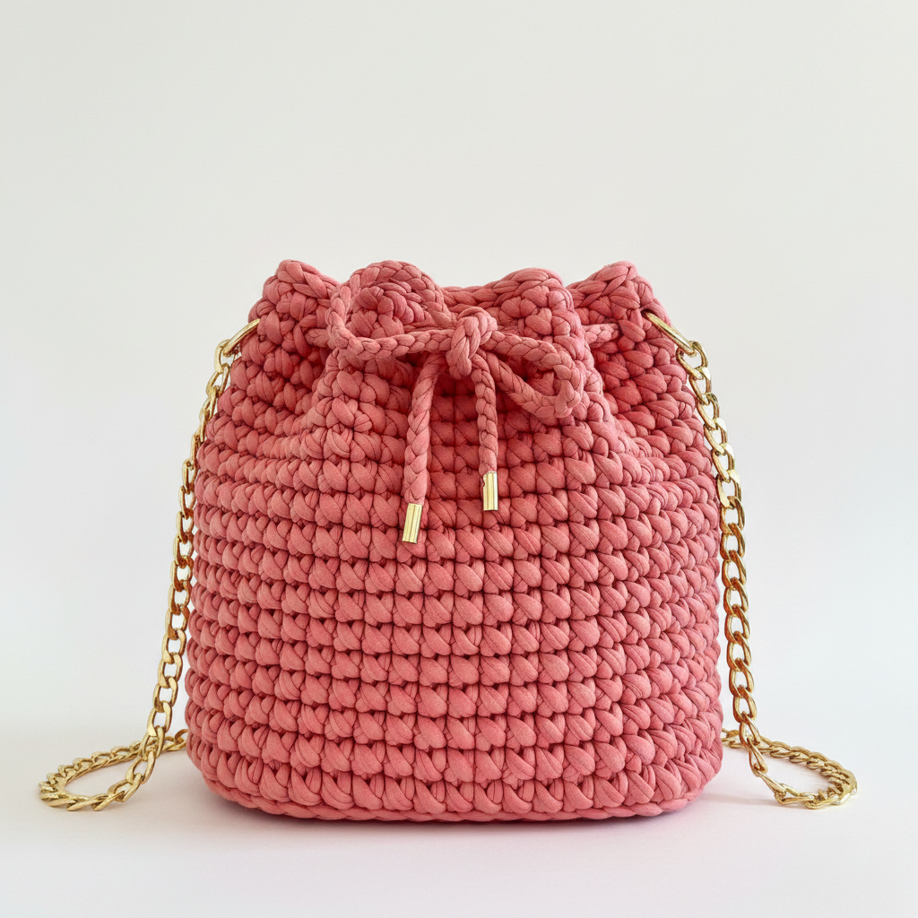 Borsa stile Azha rosa corallo sfondo bianco